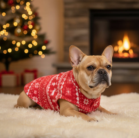 Reversible fleece sweater red